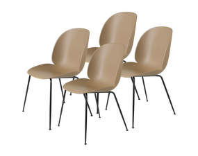 Beetle Chair, Set of 4, black matt / pebble brown