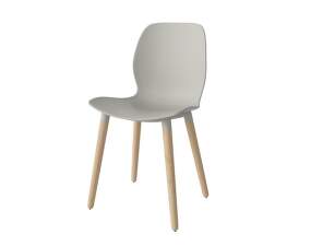 Seed Dining Chair Wood, white pigmented oak / grey
