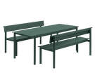 Linear Steel Bench w. Backrest 170 cm, dark green