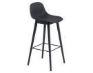 Barová stolička Fiber s opěrkou, dřevěná podnož, black, 75 cm