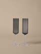 Ripple Champagne Flutes, set of 2, smoked grey