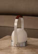 Carrie Portable Lamp Leather Handle, brushed aluminium