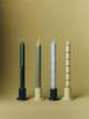 Pattern Candle set of 4, green and silver
