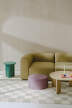 Folk Pouf Low, lilac fluff
