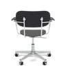 Co Task Chair with Armrest, polished aluminium/black oak