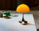 Panthella 160 Portable Lamp V3, chrome original opal orange