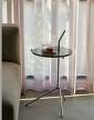 Halten Side Table, smoked cast glass