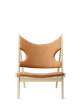 Knitting Lounge Chair Leather, natural oak/Dunes 21000