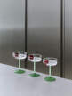 Tint Coupe Glass, set of 2, clear, jade light green and jade dark green