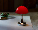 Panthella 160 Portable Lamp V3, chrome original opal red
