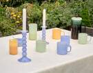 Wavy Candleholder Medium, jade light blue