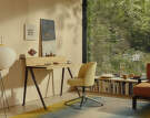 Courier Desk, light oak/dark bordeaux
