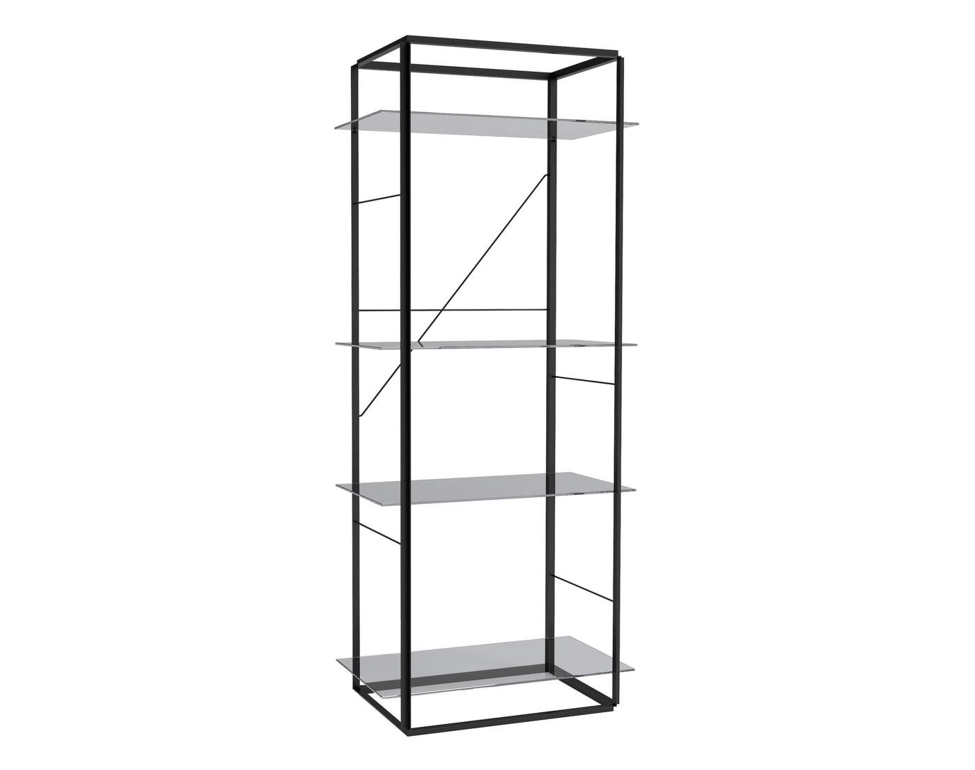 Florence Shelf Large, iron black frame / smoked glass shelves DesignVille