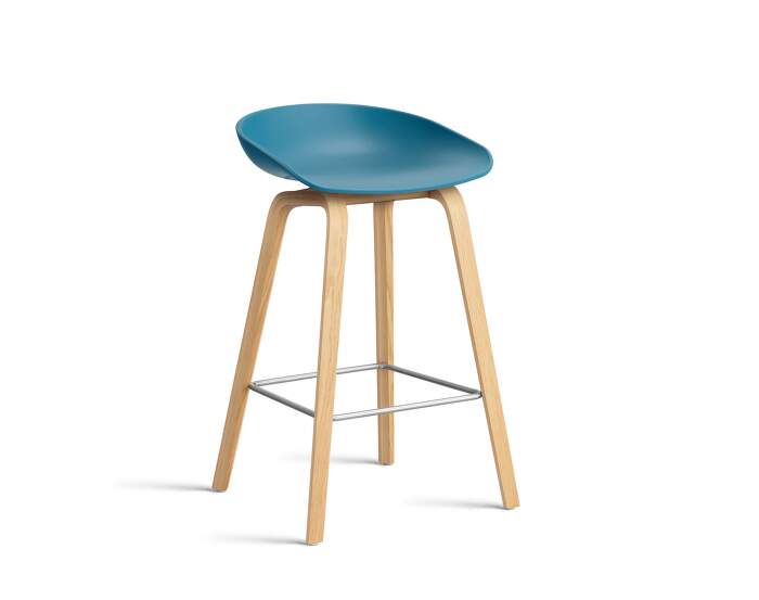 AAS 32 Bar Stool Low Oak, azure blue