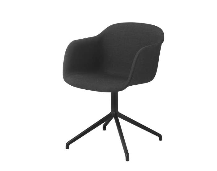 Židle Fiber, čalouněná s otočnou podnoží, černá