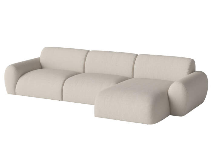 Núvol 3 Modules With Small Corner and Chaise Longue Right, ivory
