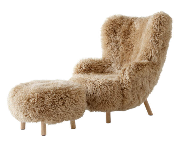 Petra VB3 Lounge Chair and pouf ATD1, oak/sheepskin Honey