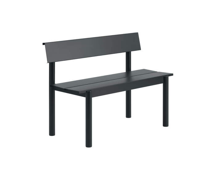 Linear Steel Bench w. Backrest 110 cm, black