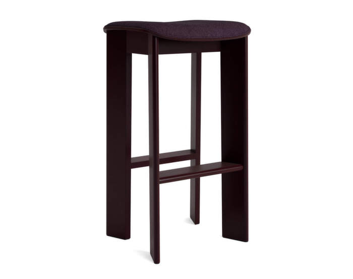 Chisel 30 Bar Stool H75, dark bordeaux lacquered beech / Turf burgundy