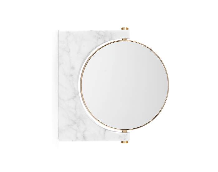 Pepe Marble Wall Mirror, brass / white marble