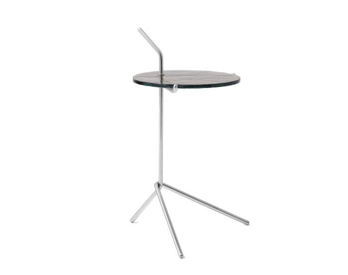 Halten Side Table, stainless steel / smoked glass
