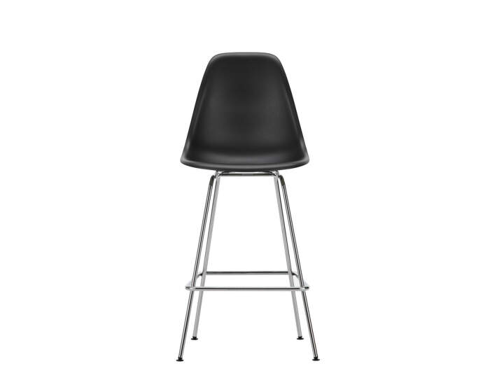 Eames Plastic Counter Stool Low, deep black/chrome