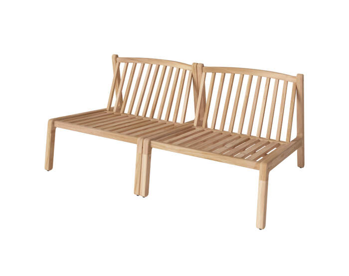 Patio Outdoor Sofa 2 Modules, untreated solid teak