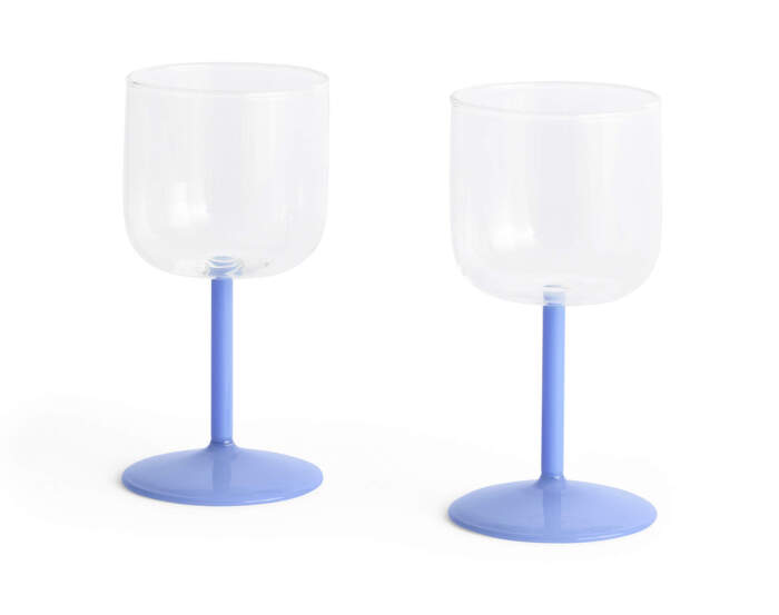 Tint Wine Glass, set of 2, clear and jade light blue