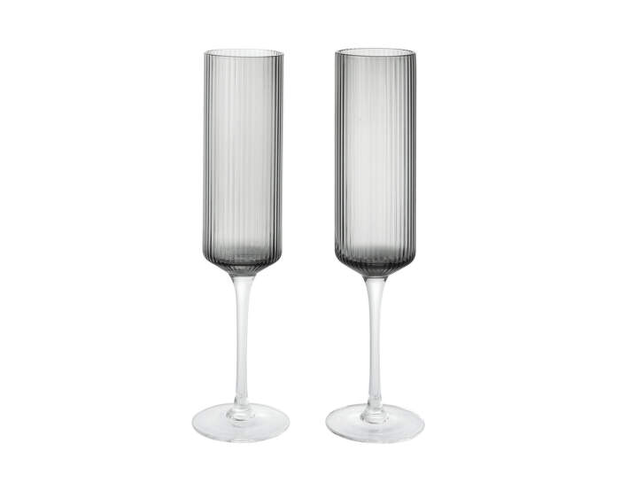 Ripple Champagne Flutes, set of 2, smoked grey