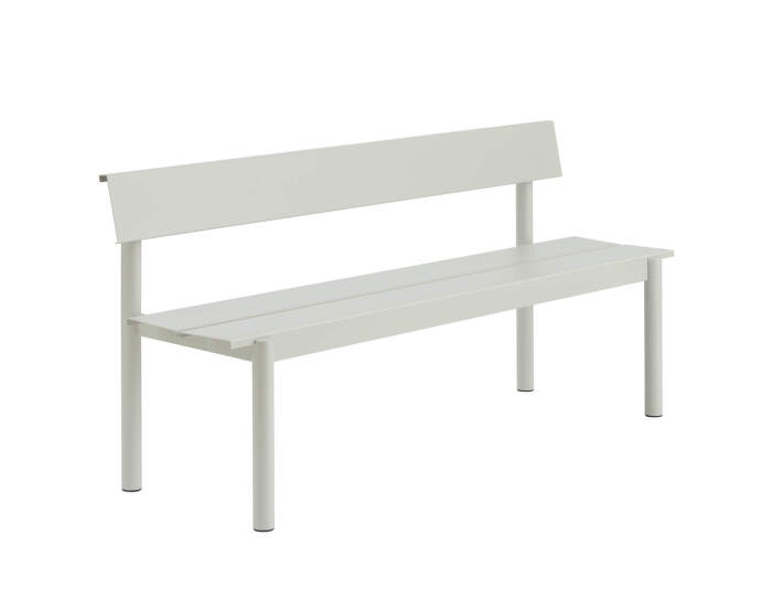 Linear Steel Bench w. Backrest 170 cm, grey