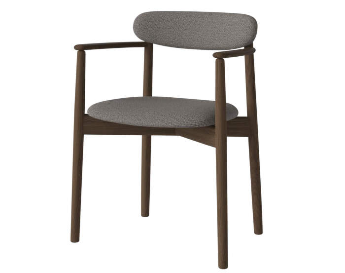 Merge Upholstered Dining Chair with Armrest Dark Oak, steel grey