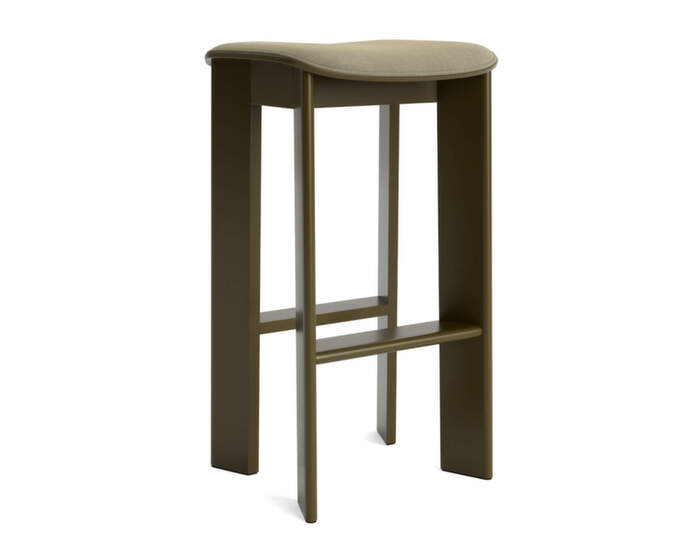 Chisel 30 Bar Stool H75, green umber lacquered beech / Linara 313