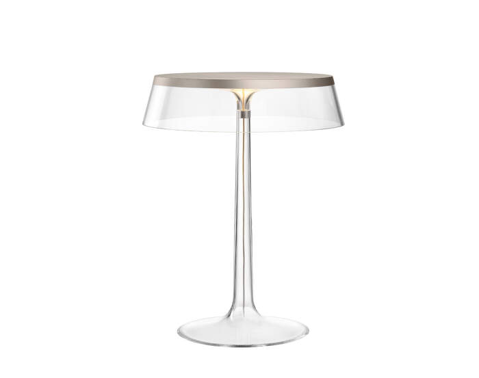 Bon Jour Table Lamp, matte chrome/transparent
