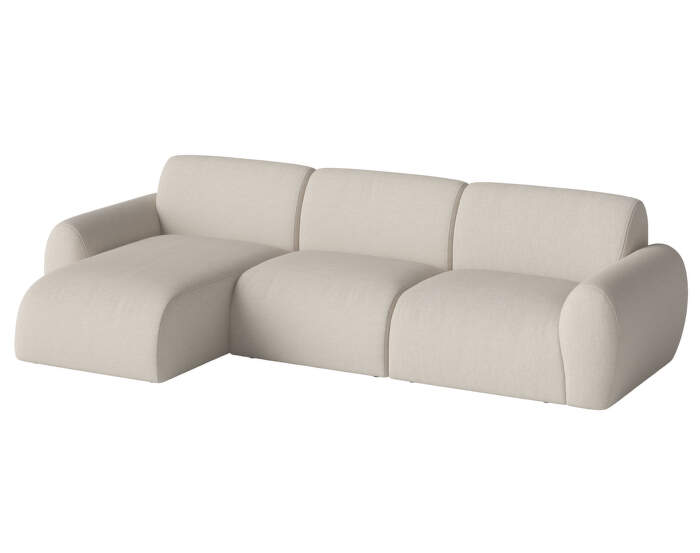 Núvol 3 Modules With Small Corner and Chaise Longue Left, ivory