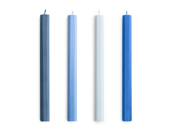 Hexagon Candle, set of 4, blues