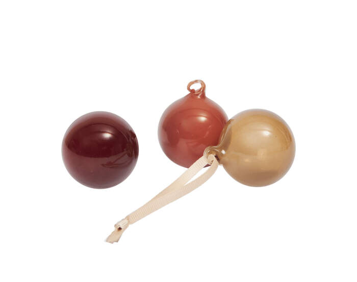 Glass Baubles S, set of 3, roseate opaque