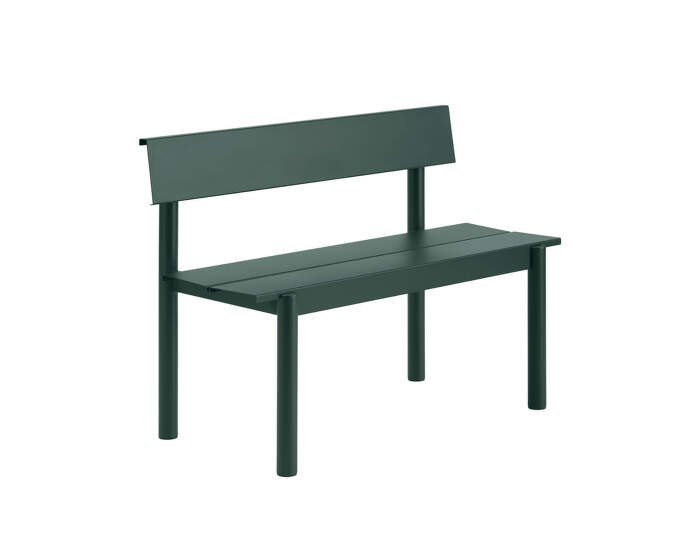 Linear Steel Bench w. Backrest 110 cm, dark green