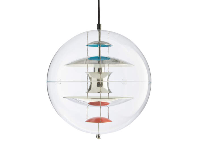 VP Globe Ø50 Pendant Light, chrome/red/blue