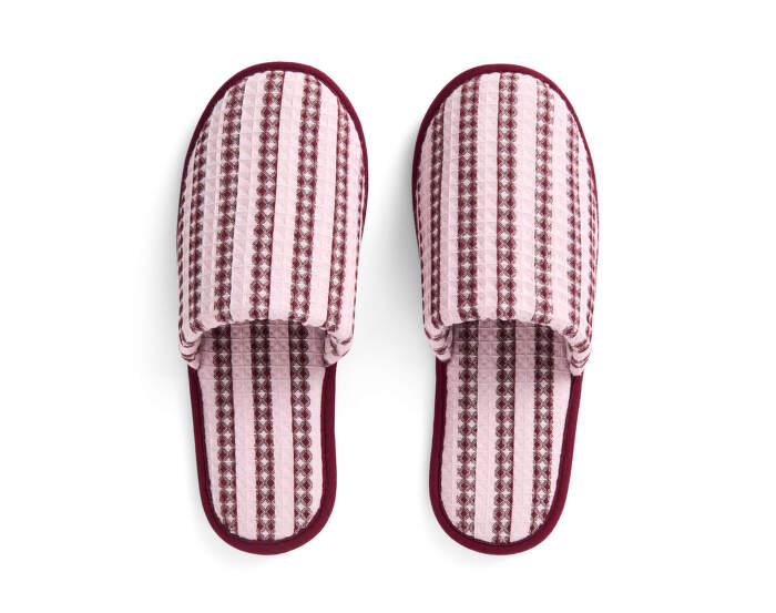 Waffle Slippers, stripe cool pink