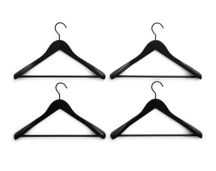Smooth Coat Hanger Wide with Bar set of 4 pcs, black