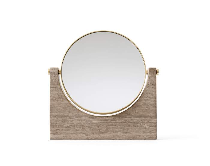 Pepe Marble Table Mirror, brass / brown marble