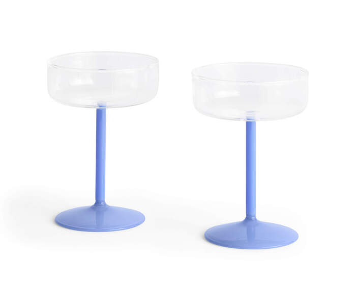 Tint Coupe Glass, set of 2, clear and jade light blue