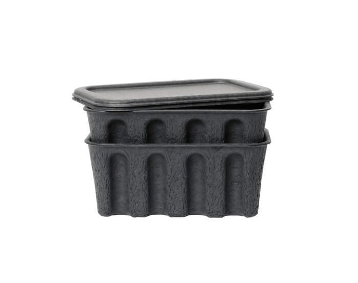 Paper Pulp Box Small, Set of 2, charcoal