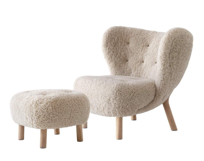 Little Petra VB1 Lounge Chair and pouf ATD1, oak/sheepskin Moonlight