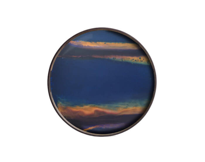 Organic Glass Tray Round S, indigo