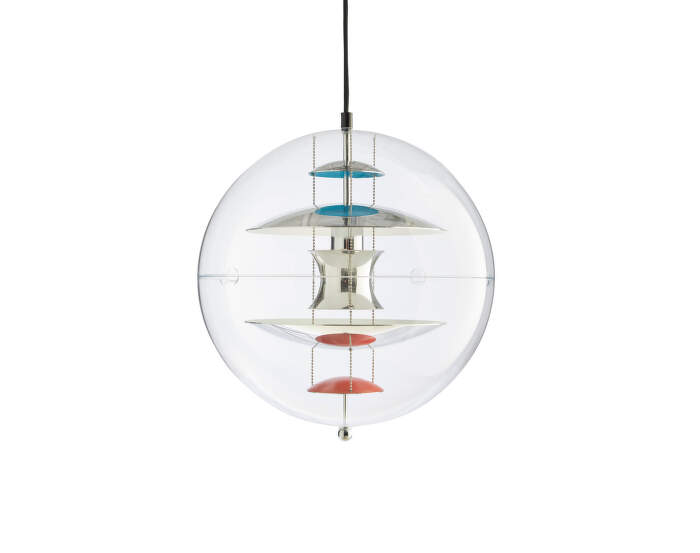 VP Globe Ø28 Pendant Light, chrome/red/blue
