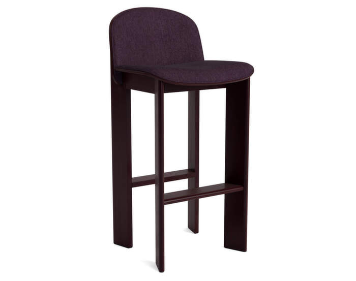 Chisel 35 Bar Stool H75, dark bordeaux lacquered beech / Turf burgundy