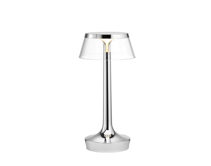 Bon Jour Unplugged Table Lamp, chrome/transparent
