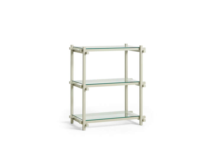 Woody Shelving System Column Low, smokey grey/clear glass