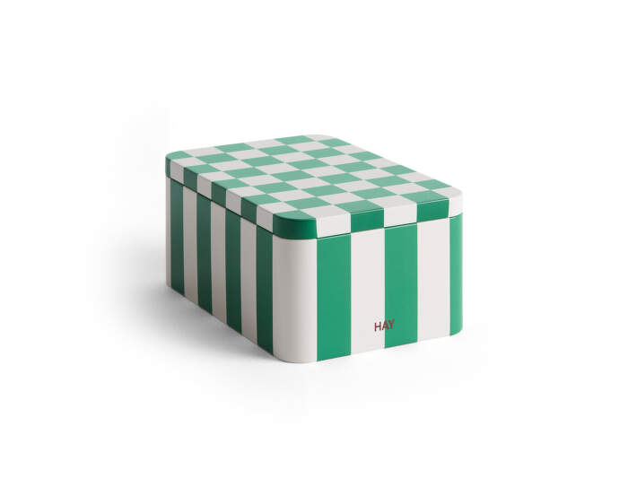 Tin Container Small, green and off-white